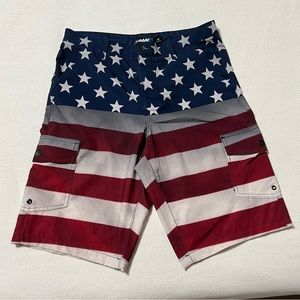 American flag swim trunks